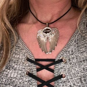 Harley Wing Rhinestone Crystal Necklace